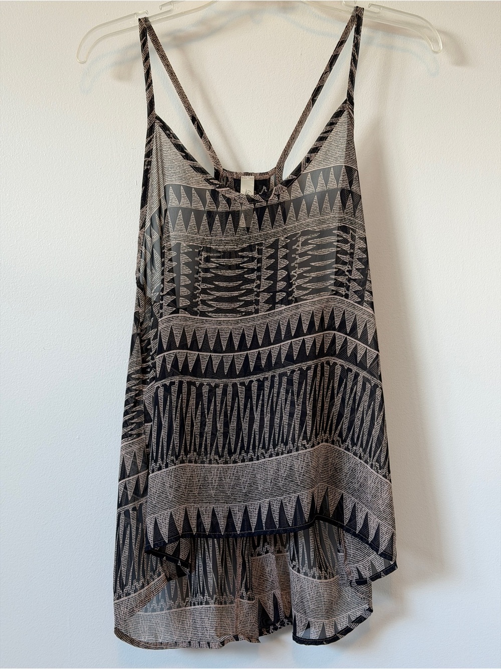 Lovely Day Black and Cream Geometric High-Low Spaghetti Strap Dress